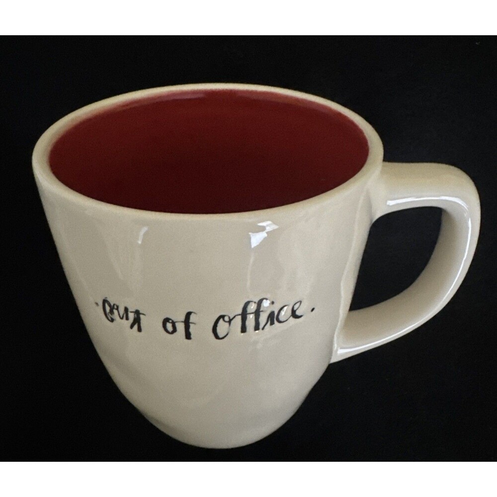Rae Dunn Artisan by Magenta Coffee Mug Tea Cup White Red Out Of Office New W Tag